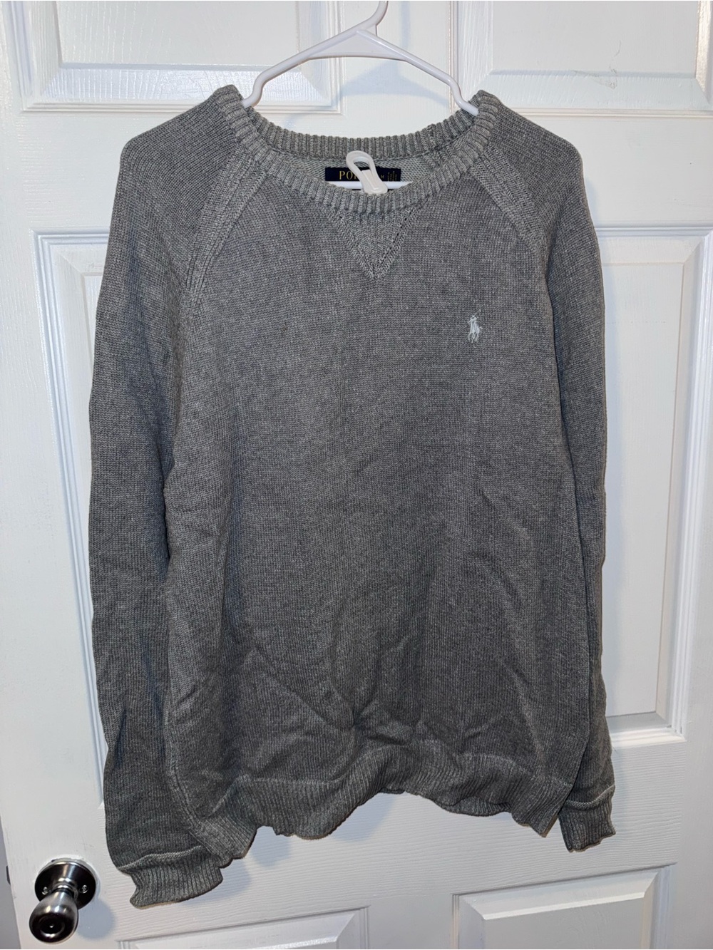 Ralph Lauren Gray Crewneck Sweater with Embroidered Pony
